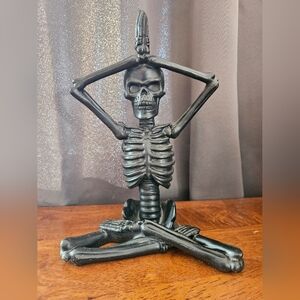 Source Unknown Black Skeleton Meditation Sculpture